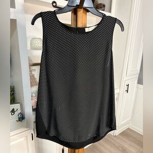 LOFT Black and White Dotted Sleeveless Blouse
